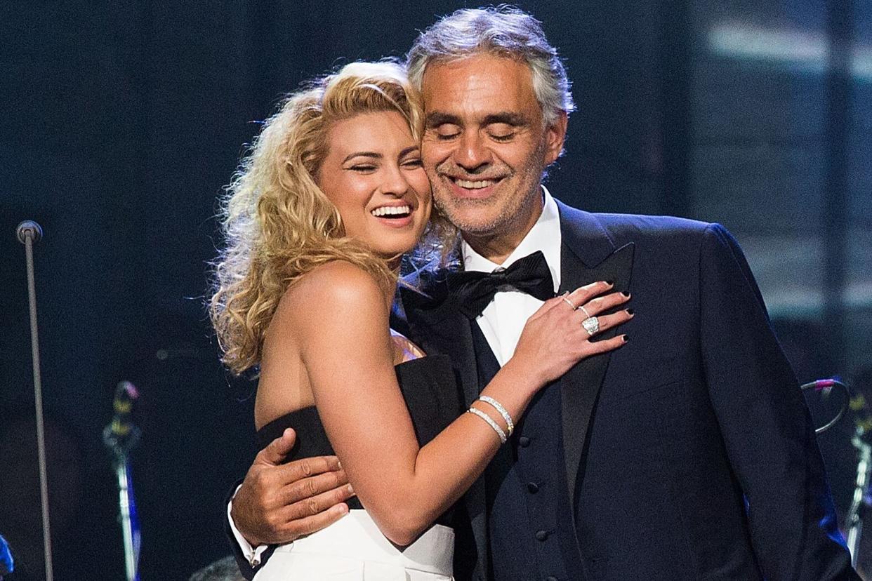 Tori Kelly and Andrea Bocelli perform onstage at Key Arena on June 1, 2016 in Seattle, Washington.