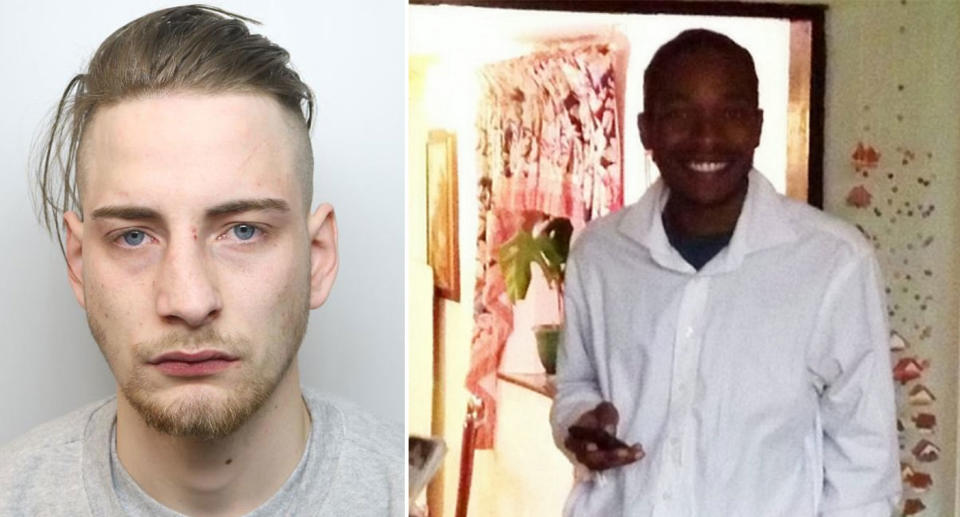 Aaron Muggleton attacked Simon Mushonga and left him unconscious in a gutter (Pictures: SWNS)