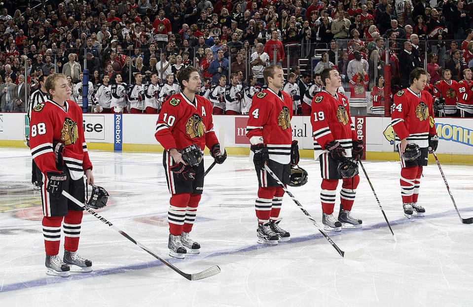 Nick Boynton says star players like Patrick Kane and Patrick Sharp knew about the alleged sexual assaults involving a former player and ex-video coach Brad Aldrich. (Getty)