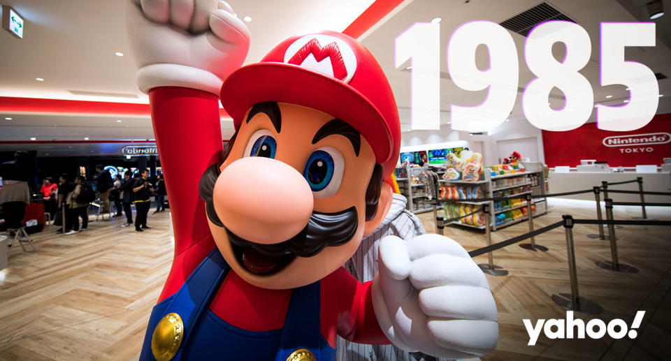 A Super Mario statue in a store