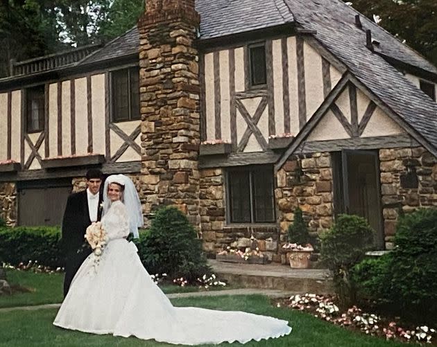 The author and her husband, Tomer, on their wedding day in May 1995. 