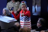 A woman points at Maricopa County Recorder Stephen Richer during the Maricopa County Board of Supervisors general election canvass meeting, Monday, Nov. 28, 2022, in Phoenix. (AP Photo/Matt York)