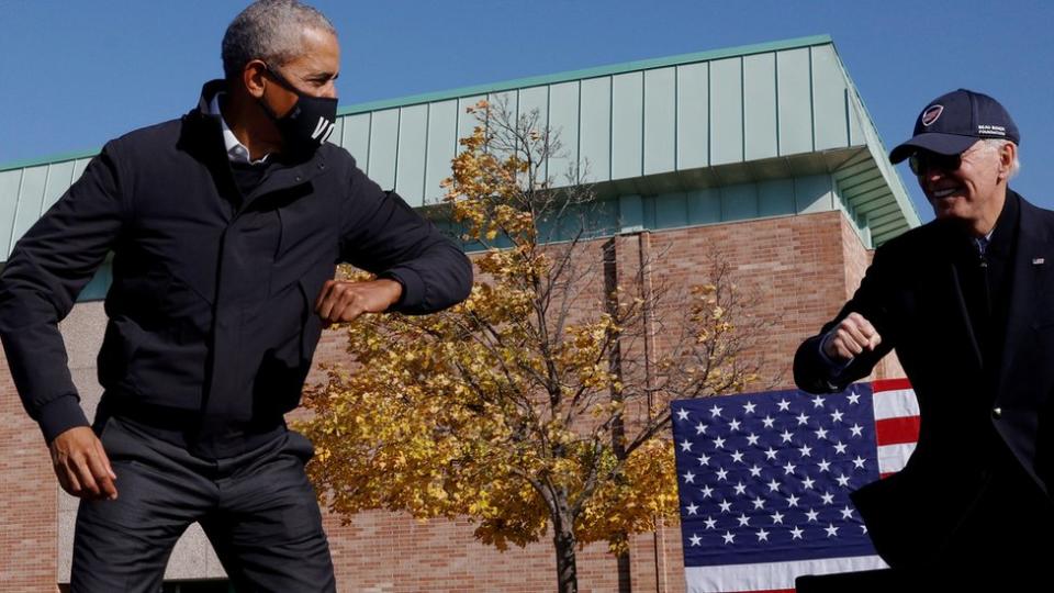 Barack Obama y Joe Biden en un evento de campaña 2020