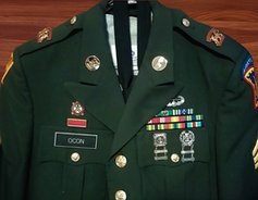<span class="caption">Ocon’s Army uniform, with medals and ribbons.</span> <span class="attribution"><span class="source">Ivan Ocon</span></span>