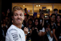 Mercedes' Nico Rosberg of Germany attends a publicity event ahead of the Singapore F1 Grand Prix Night Race in Singapore, September 15, 2016. REUTERS/Edgar Su