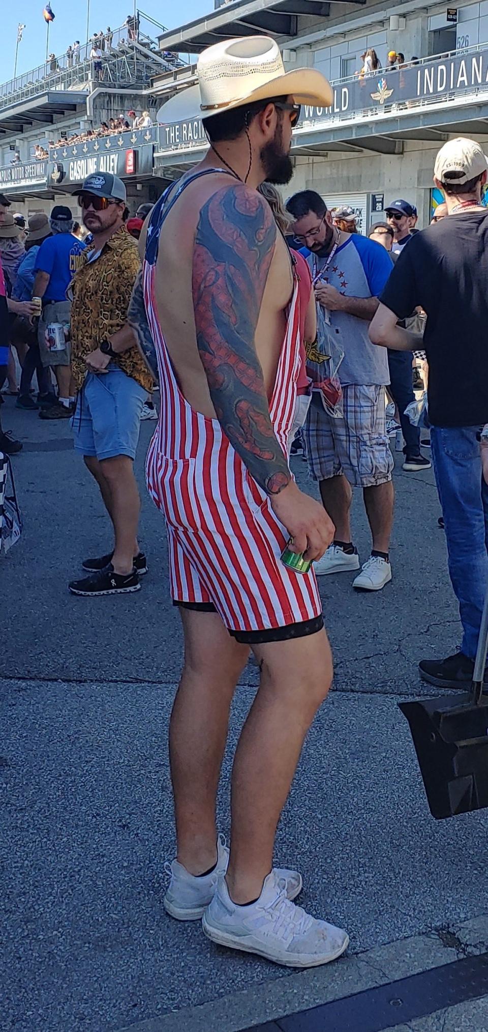 The stars and stripes are a wardrobe staple for many fans of the Indy 500, where the Memorial Day remembrances are a big part of the tradition.