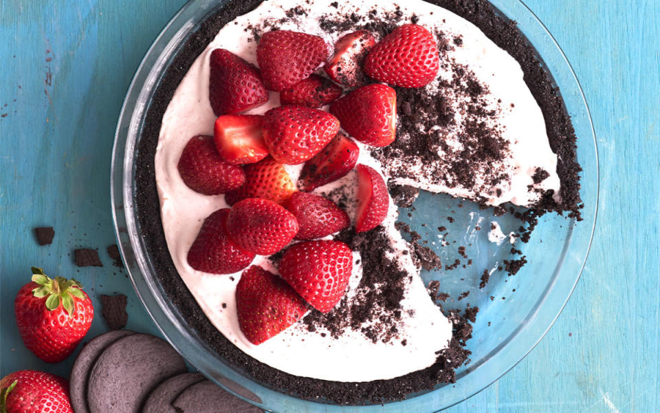 <p>Danielle Atkins</p><p>Think chocolate-covered strawberries you can eat with a fork.</p><p><strong>Get the recipe: <a href="https://parade.com/903780/parade/chocolate-covered-strawberry-pie-is-a-sweet-summer-date-night-treat/" rel="nofollow noopener" target="_blank" data-ylk="slk:Chocolate-Covered Strawberry Pie;elm:context_link;itc:0;sec:content-canvas" class="link ">Chocolate-Covered Strawberry Pie</a></strong></p>