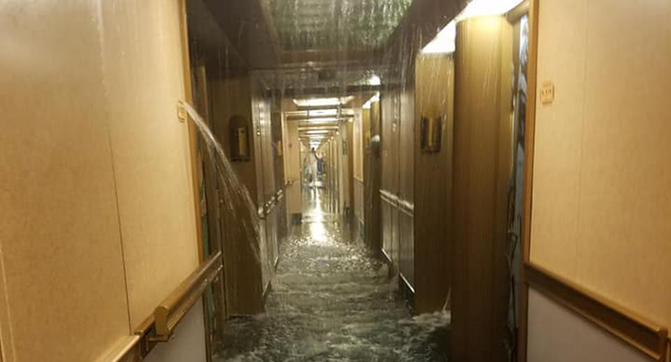 About 50 of the staterooms were impacted by the flooding. Source: Marla DeAnn Haase/ Facebook