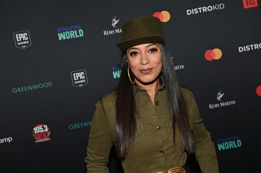 Angela Rye spoke of her CNN experiences on the podcast. Above, she attends the A3C Conference last September in Atlanta. (Photo by Paras Griffin/Getty Images)