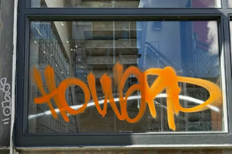 Howard sprayed onto a building in Manchester