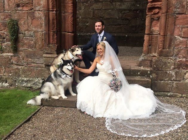 Para su boda, esta pareja eligió a sus perros como su padrino y dama de honor