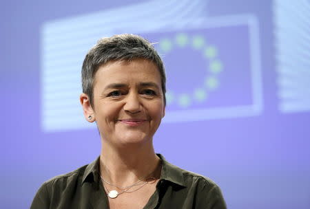 European Competition Commissioner Margrethe Vestager looks on as she addresses a news conference in Brussels, Belgium, January 11, 2016, after the European Commission demanded on Monday that Belgium recover some 700 million euros ($762.9 million) from 35 large companies in back taxes in its biggest blow to date to profit-shielding arrangements used by many multinationals. REUTERS/Francois Lenoir