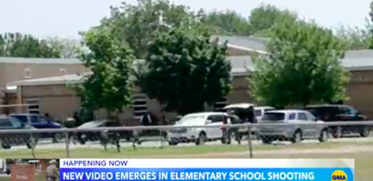 Students flee Robb Elementary School in Uvalde after a gunman attacked their school and shot and killed 19 children and two teachers. (ABC News/video screengrab)
