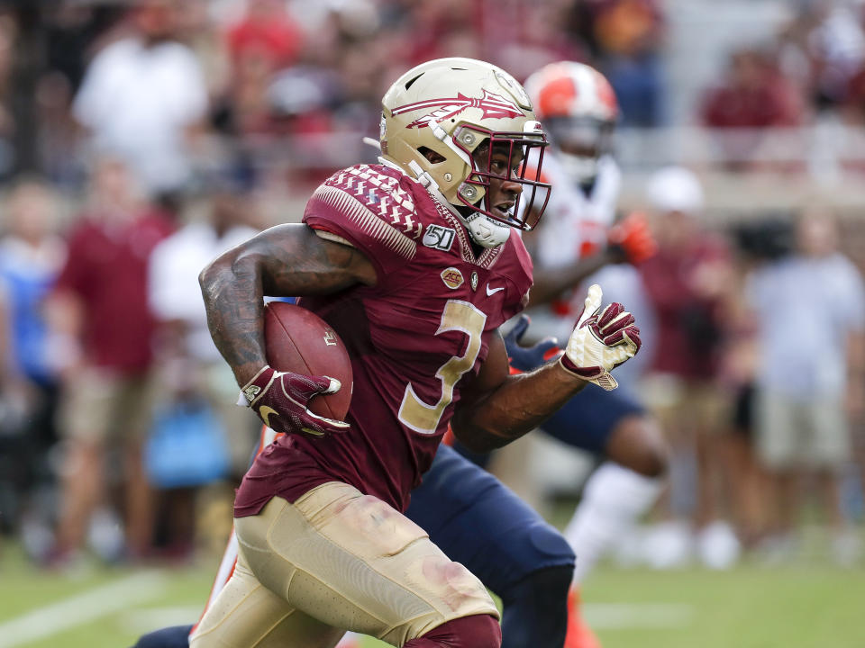 Florida State RB Cam Akers was bottled up at times behind a bad offensive line. (Photo by Don Juan Moore/Getty Images)