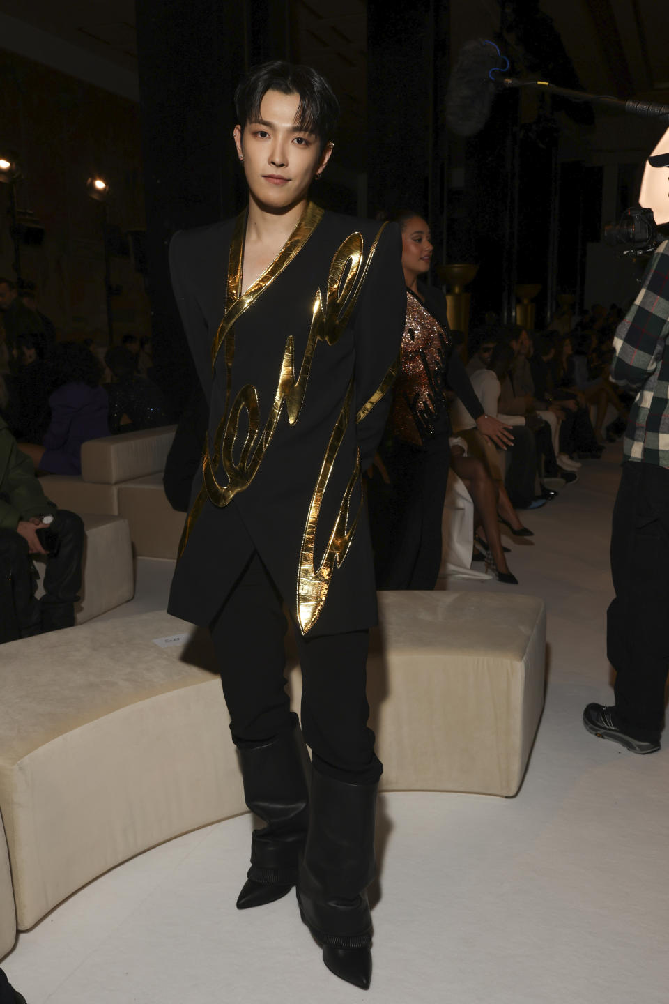 Hongjoong attends the Balmain Spring/Summer 2025 collection presented Wednesday, Sept. 25, 2024, in Paris. (Photo by Vianney Le Caer/Invision/AP)