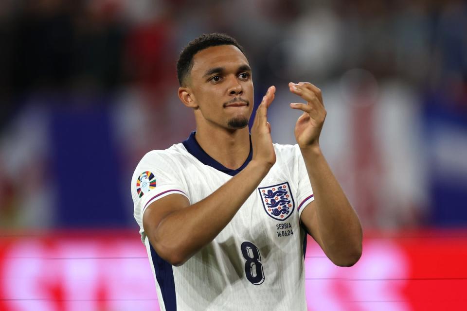 Trent Alexander-Arnold received mixed reviews for his performance in midfield against Serbia (The FA via Getty Images)