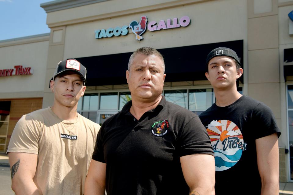 Jose Reteguin Jr., middle, and his sons Jose Reteguin III, left, and Osvaldo Reteguin opened Tacos El Gallo, 234 W. Camp Street in East Peoria, in May after their bakery business, El Gordo Bakery in Peoria, closed in September.
