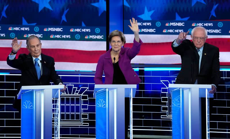 Candidates participate in the ninth Democratic 2020 U.S. presidential debate at the Paris Theater in Las Vegas, Nevada, U.S.,