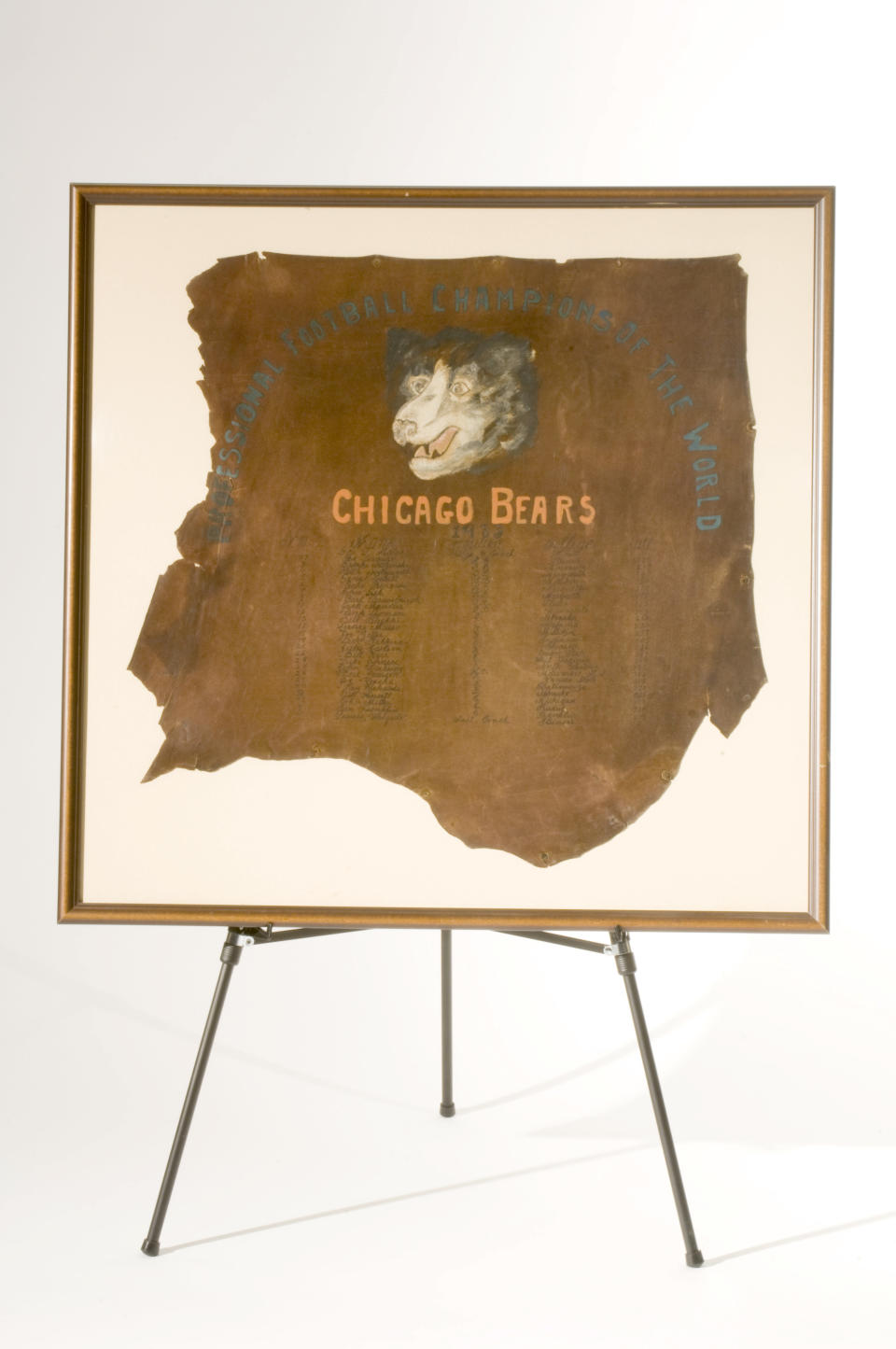 The 1933 Chicago Bears’ bearskin, given to the team after winning an NFL championship. (Photo courtesy the Pro Football Hall of Fame)