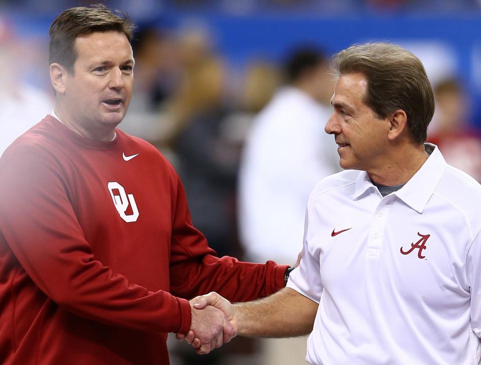 With Bob Stoops’ retirement, Nick Saban isn’t thinking about hanging it up anytime soon. (Getty)