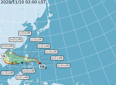 颱風預測路徑。（圖／翻攝自中央氣象局）