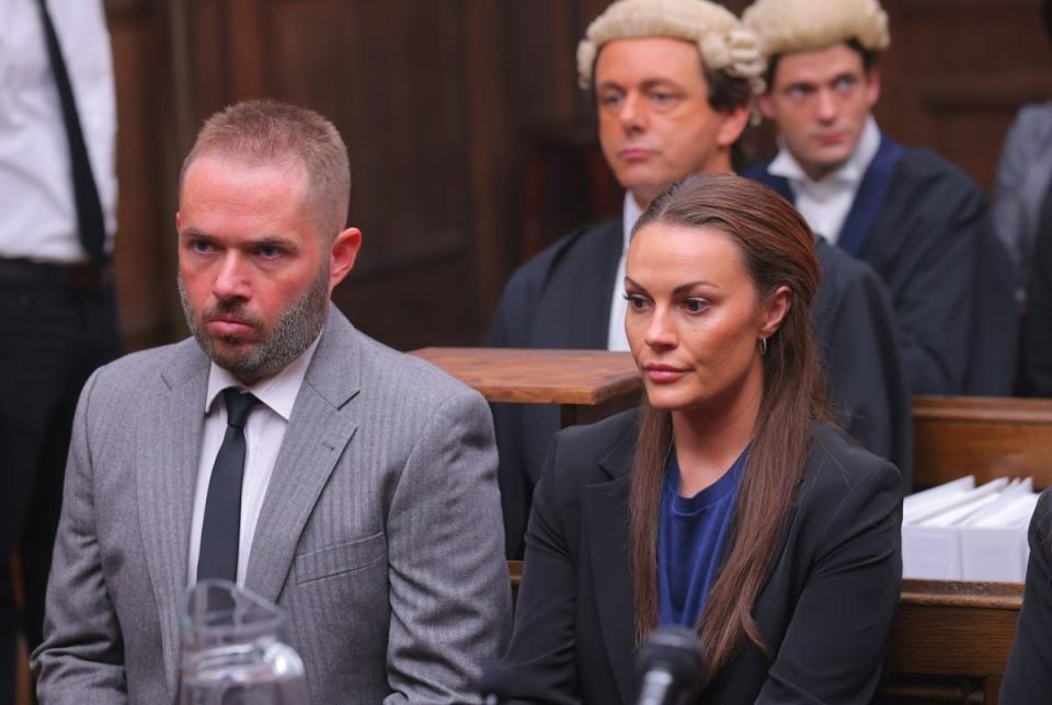 Wayne Rooney (Dion Lloyd) and Coleen Rooney (Chanel Cresswell) in ‘Vardy v Rooney’ (Channel 4)