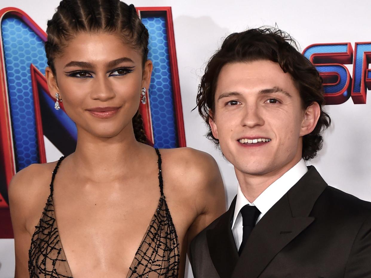 Zendaya and Tom Holland at the LA premiere of "Spider-Man: No Way Home."