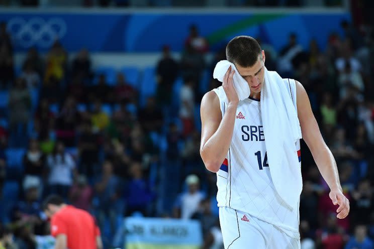 Nikola Jokic broke a sweat for Serbia in the Rio Olympics. (Getty Images)