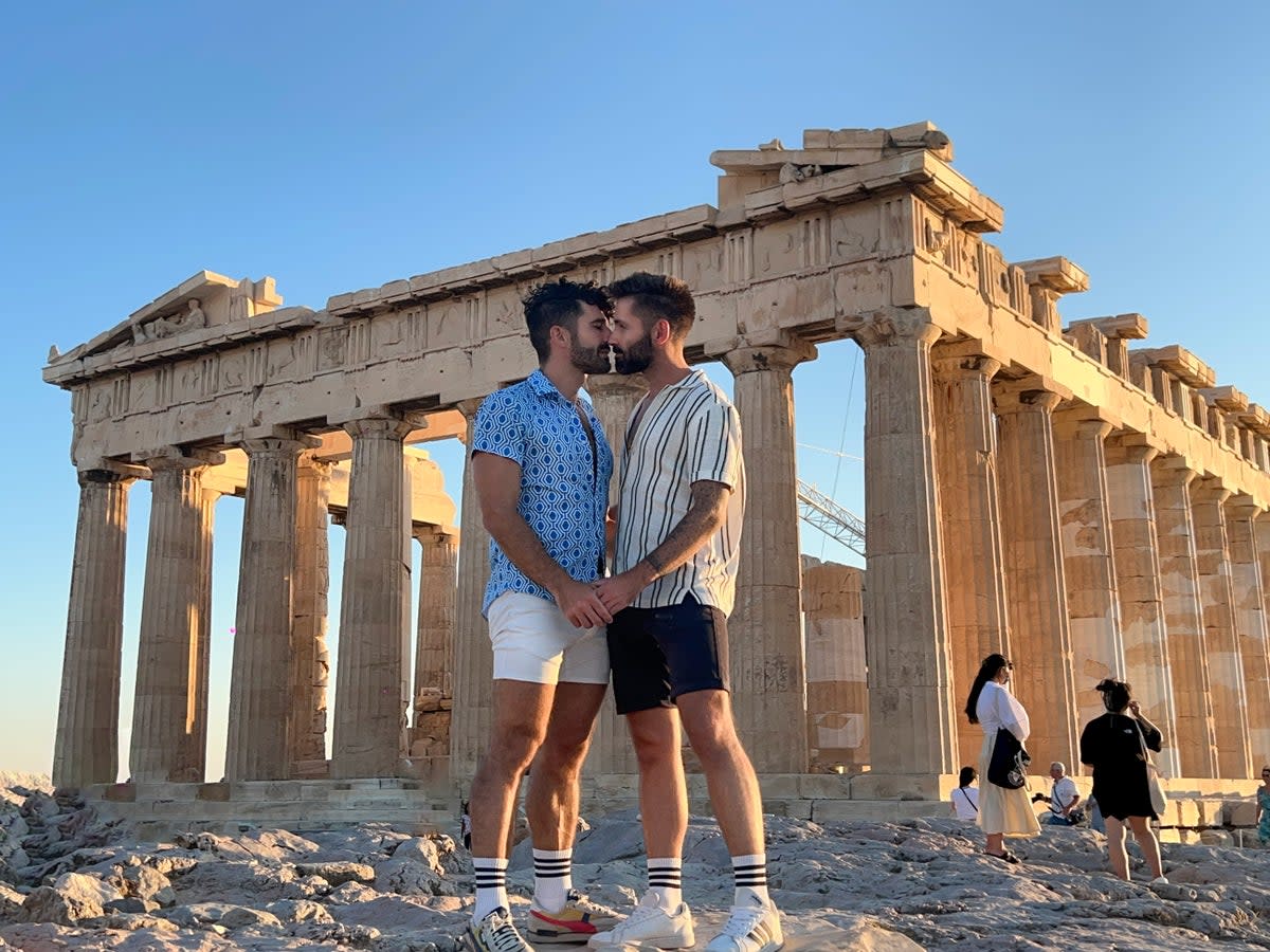 Stefan and Sebastien at the Acropolis in Athens (Nomadic Boys)