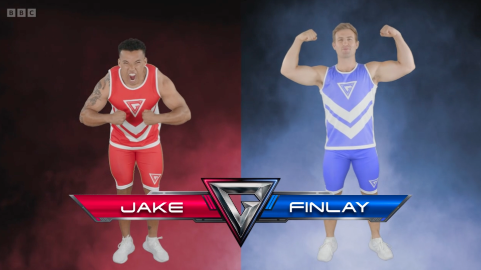 The first quarter-final of Gladiators 2024 saw Jake taking on Finlay. (BBC)