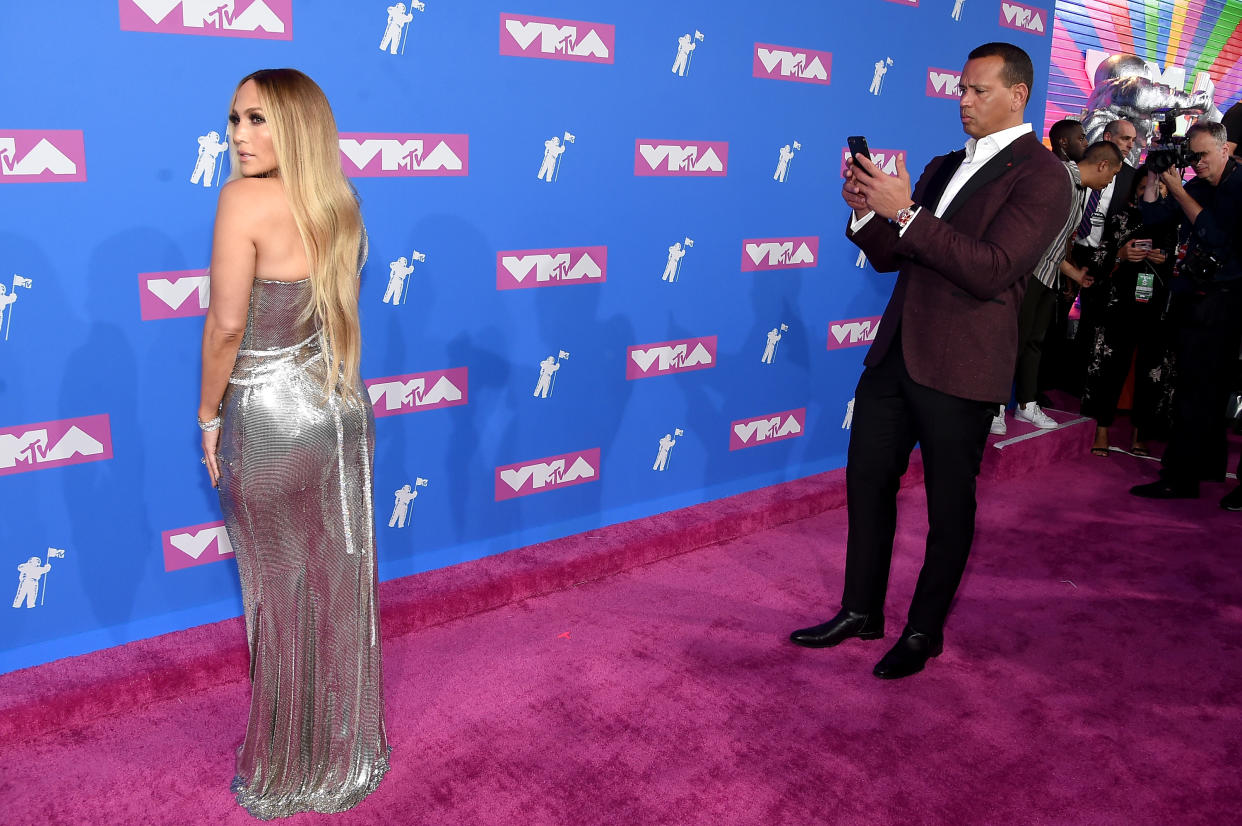 Alex Rodriguez was totally into girlfriend Jennifer Lopez at the MTV Video Music Awards, and it showed. (Photo: Getty)