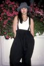 <p>Demi Moore wears harem-style overalls and a gray hat in Los Angeles. </p>