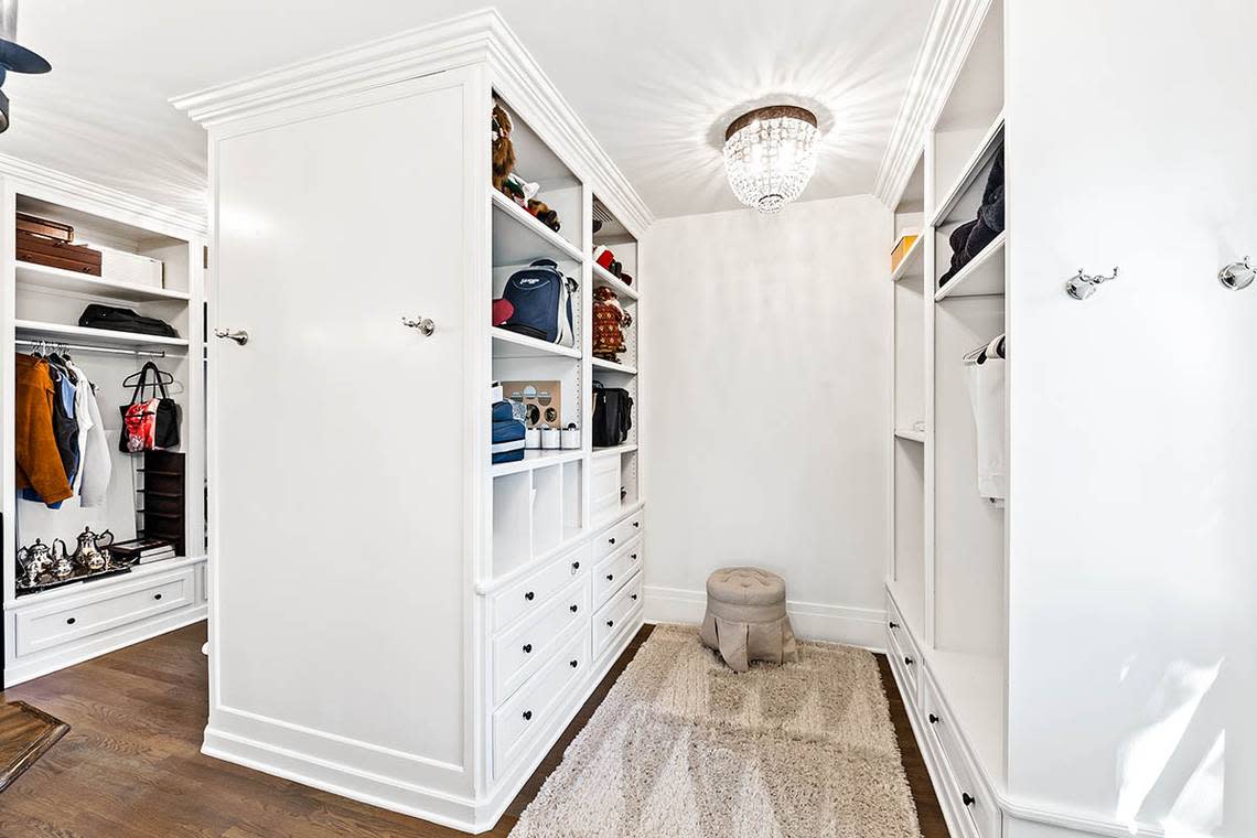 A photo of shelves inside a walk-in closet in a $16.4 million home for sale in Kiawah.