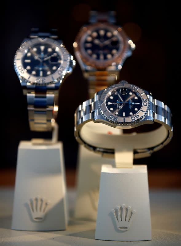 FILE PHOTO: Watches of Swiss watchmaker Rolex on display at the Monte Carlo Country Club