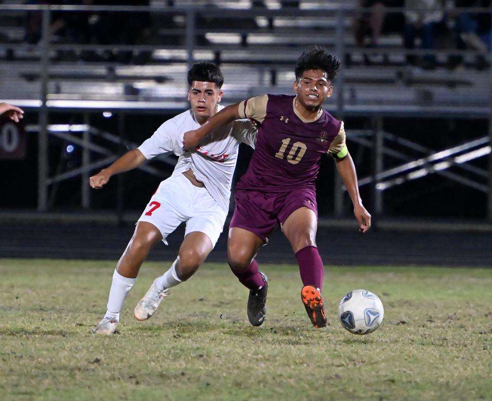 Riverdale High School takes on Immokalee High School in a boys soccer district semifinal game at Riverdale High School in Fort Myers, Thursday, Jan. 27, 2022.( Photo/Chris Tilley)