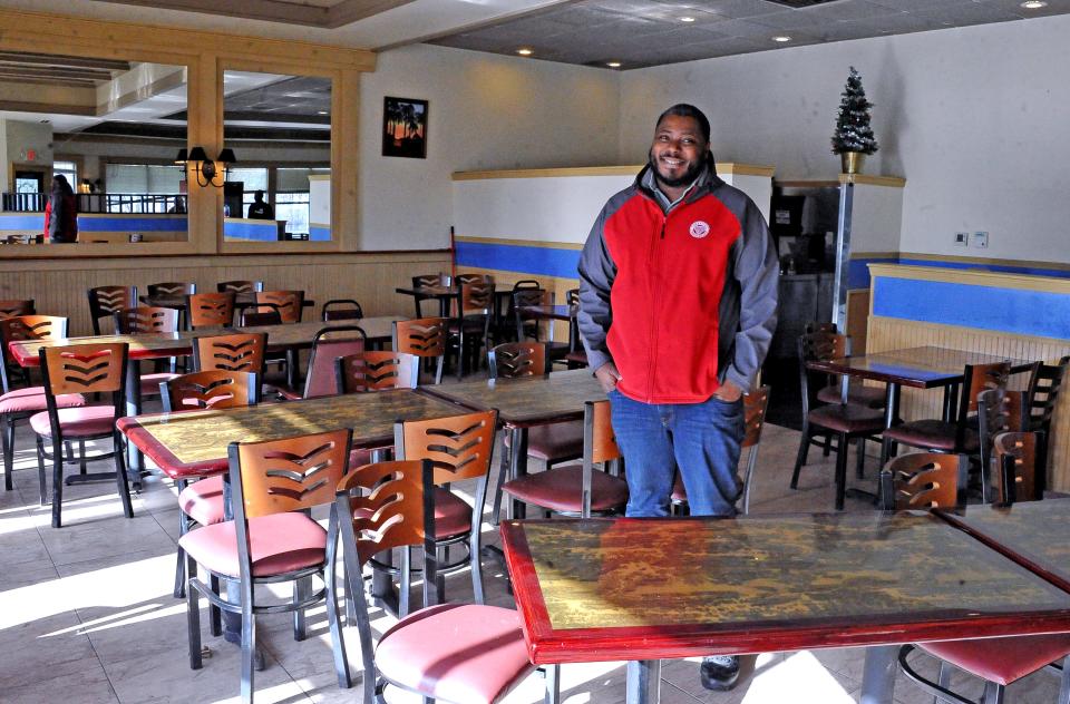 Demond Germany stands in the middle of a dining area that will undergo a major renovation. Germany is plannning to open a Scratch Steakhouse and Lounge in Orrville next spring.