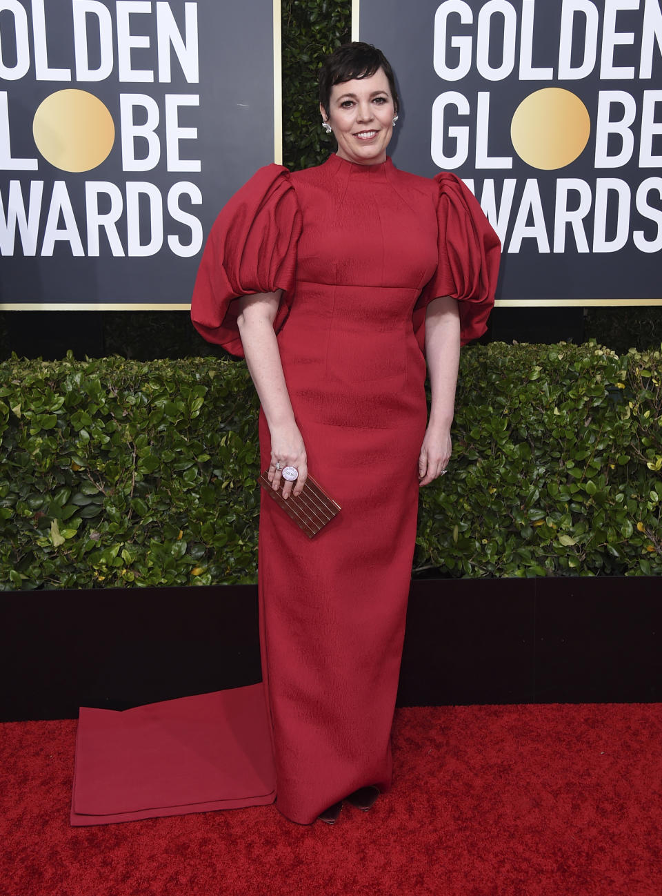 Olivia Colman arrives at the 77th annual Golden Globe Awards at the Beverly Hilton Hotel on Sunday, Jan. 5, 2020, in Beverly Hills, Calif. (Photo by Jordan Strauss/Invision/AP)