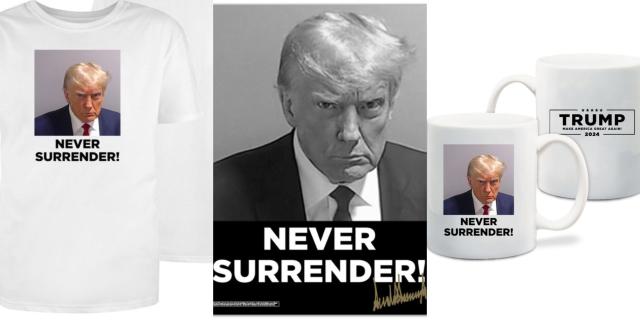 Donald Trump Sells Mugshot Mugs and T-shirts For Campaign Funds