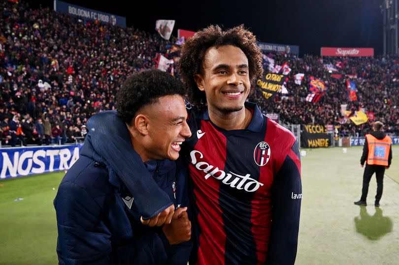 Dan Ndoye and Joshua Zirkzee during their time together at Bologna