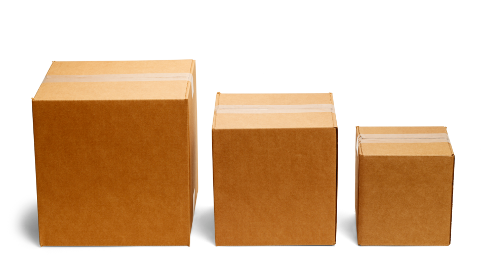 Three boxes in a row from large to small - PhotoMelon/iStockphoto