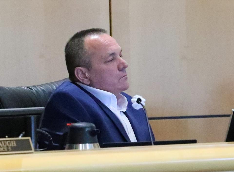 Shasta County Supervisor Patrick Jones attends the Board of Supervisors meeting on Tuesday, Feb . 8, 2022. It was the board's first meeting since the successful recall of Leonard Moty in the Feb. 1 election.