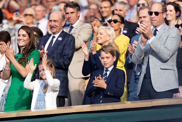 <p>Tim Clayton/Corbis via Getty Images</p> The Wales family at Wimbledon on July 16.