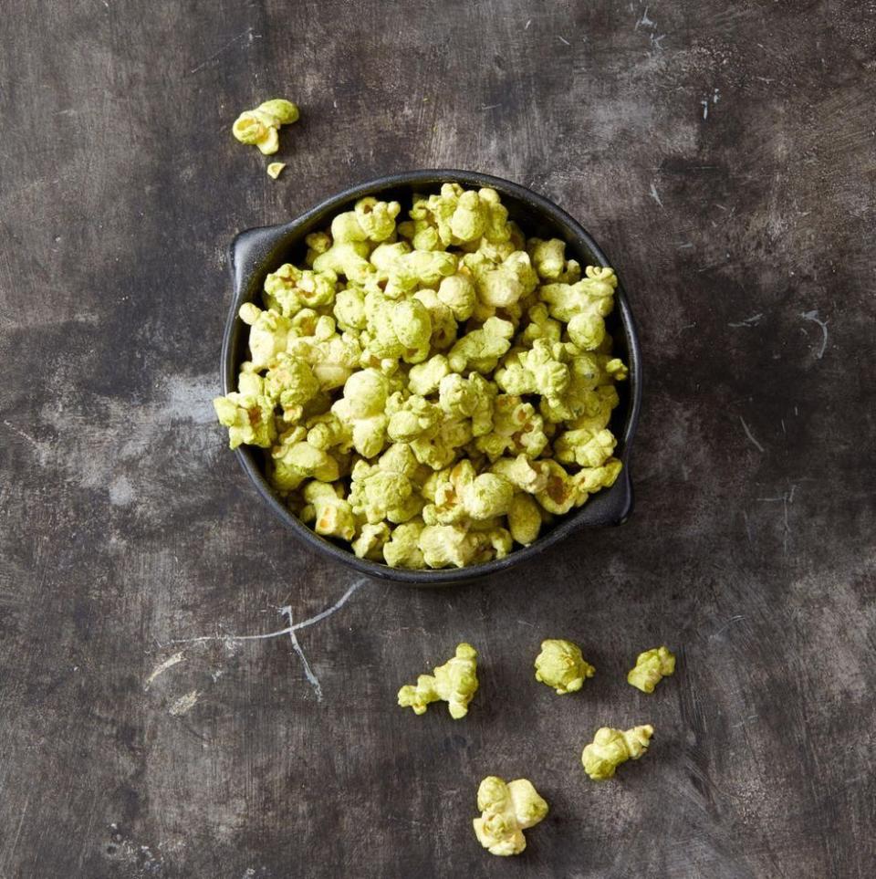 <p>Give popcorn a sweet green twist by adding matcha powder and confectioners' sugar. </p><p>Get the <strong><a href="https://www.goodhousekeeping.com/food-recipes/a28542905/green-matcha-popcorn-recipe/" rel="nofollow noopener" target="_blank" data-ylk="slk:Green Matcha Popcorn recipe;elm:context_link;itc:0;sec:content-canvas" class="link ">Green Matcha Popcorn recipe</a></strong>. </p><p><strong>RELATED: </strong><a href="https://www.goodhousekeeping.com/holidays/halloween-ideas/g1394/halloween-party-snacks/" rel="nofollow noopener" target="_blank" data-ylk="slk:50 Fun Halloween Snacks That Are Savory and Sweet;elm:context_link;itc:0;sec:content-canvas" class="link ">50 Fun Halloween Snacks That Are Savory and Sweet</a></p>