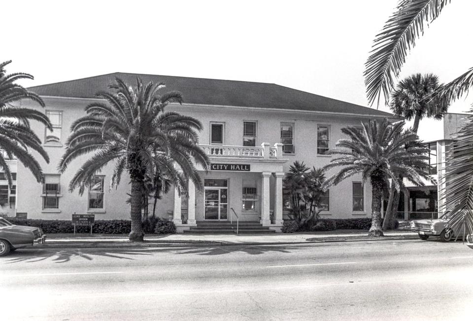 Daytona Beach's first City Hall was a small wooden building at the western base of the Orange Avenue bridge. The second City Hall, pictured above, was a much larger structure at Orange and Palmetto avenues that was in operation from 1920 to 1976.