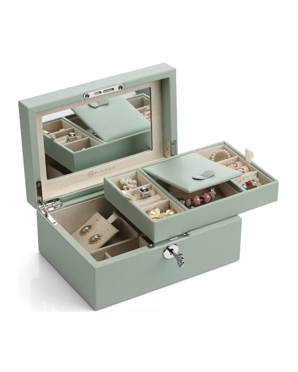 28) Lockable Jewelry Box, Two Trays