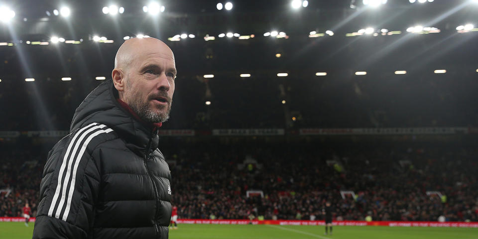   Manchester United manager Erik ten Hag walks out ahead of the Carabao Cup Quarter Final match between Manchester United and Charlton Athletic at Old Trafford on January 10, 2023 in Manchester, England. 