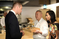 Britain's Prince William is presented his signature bento box by Executive Chef Akira Shimizu during the official opening of Japan House in London, Britain, September 13, 2018. Tim P. Whitby/Pool via REUTERS