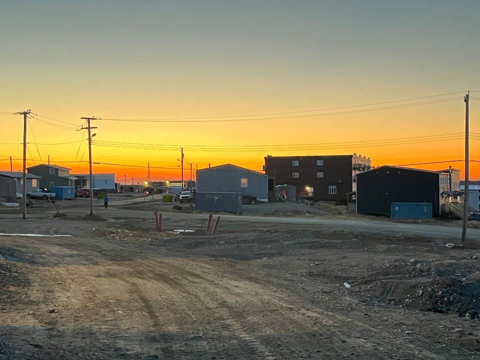 The sun sets over Rankin Inlet, Nunavut, on Saturday.