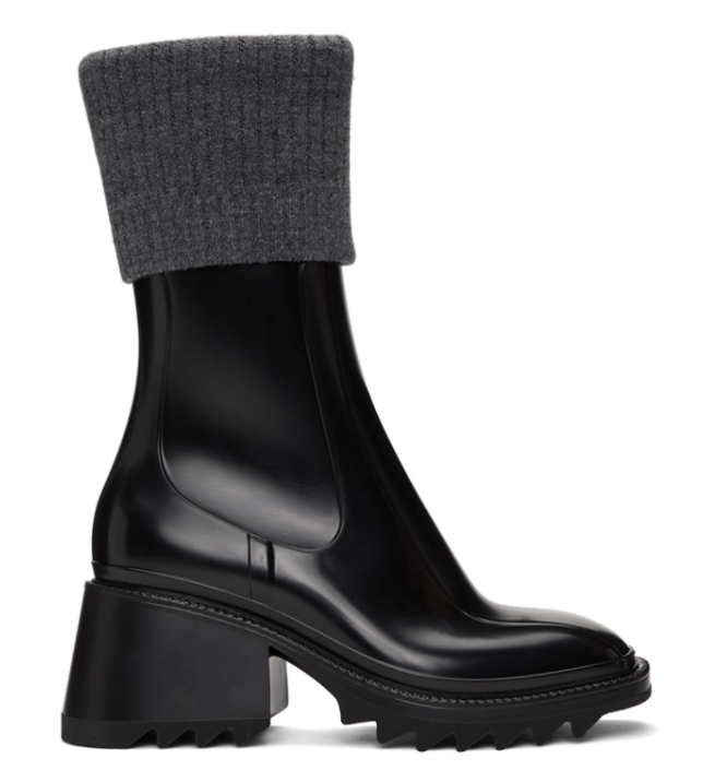 Chloé Black & Grey Betty Rain Boots