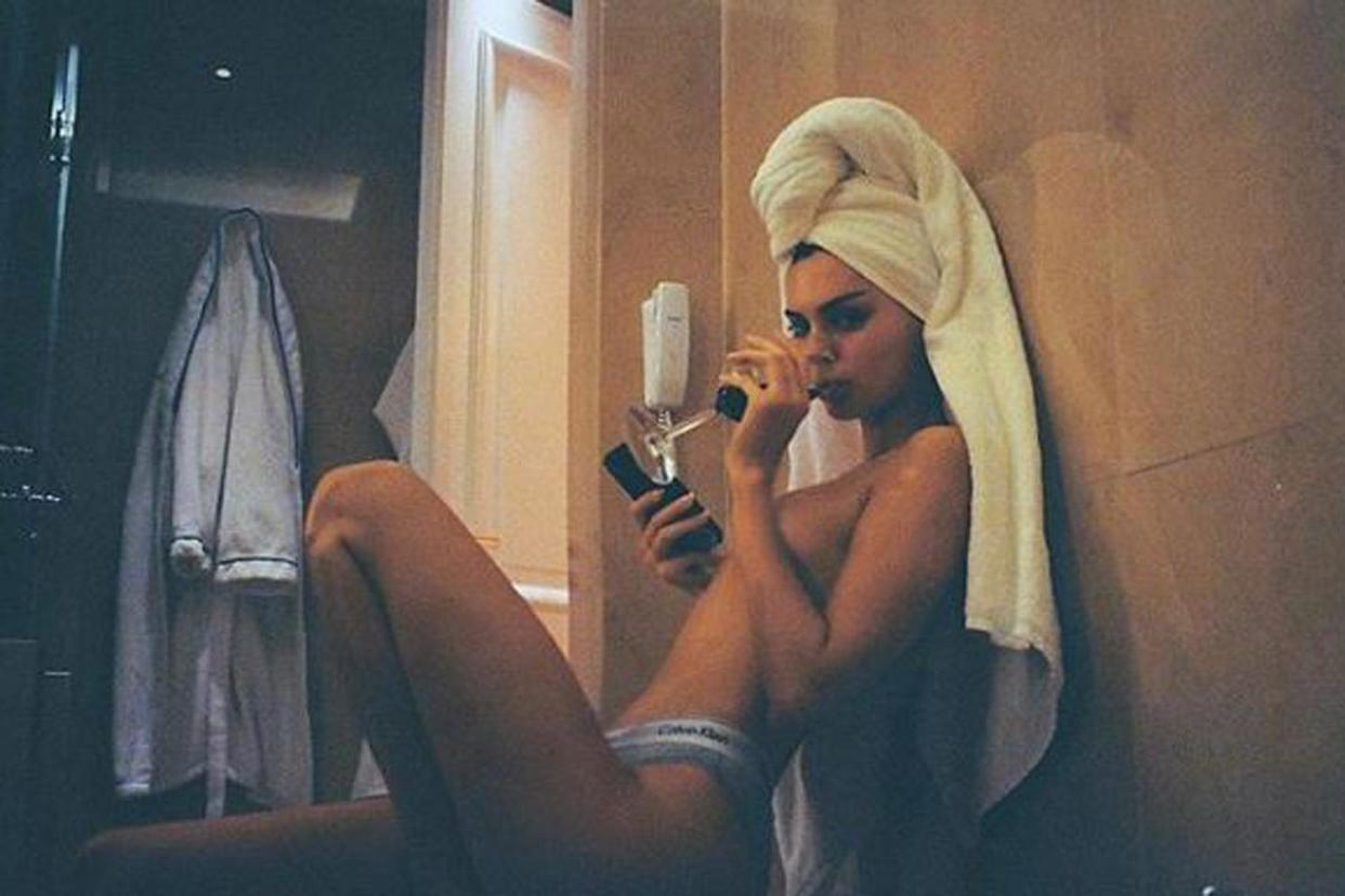 Girls night: Kendall Jenner posted a topless snap on Tuesday night: Instagram / Kendall Jenner